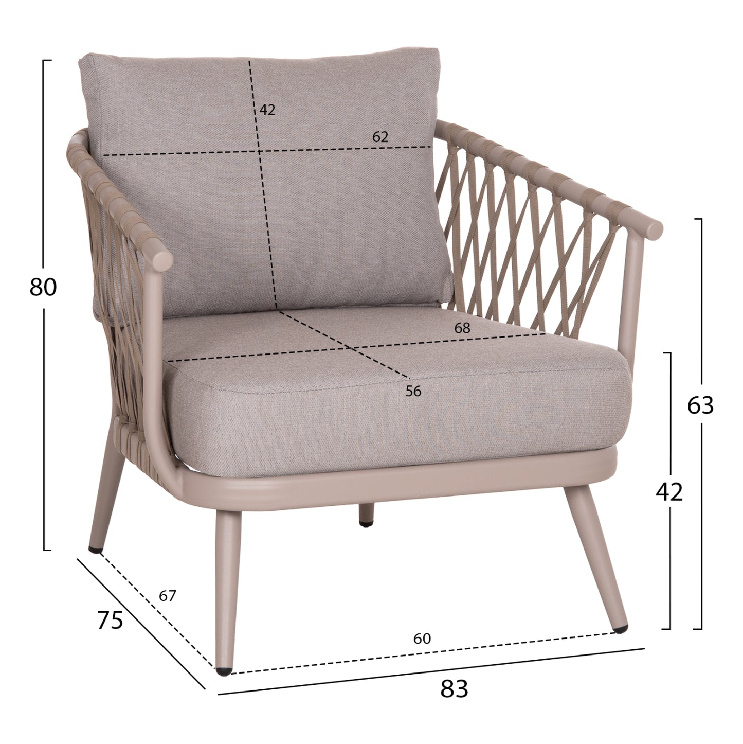 ΣΕΤ ΣΑΛΟΝΙ ΕΞ. ΧΩΡΟΥ 4 ΘΕΣΕΩΝ WILLA ΑΛΟΥΜΙΝΙΟ ΣΧΟΙΝΙ ΜΠΕΖ ΜΑΞΙΛΑΡΙΑ ΓΚΡΙ