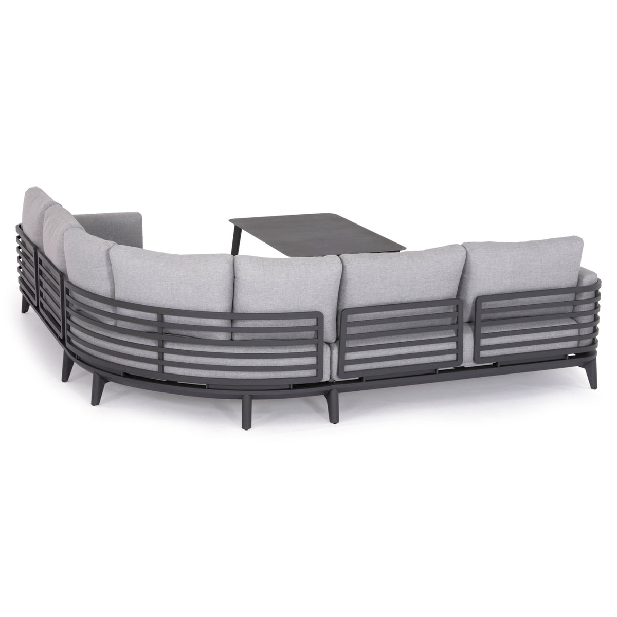 ORION 4-PIECE OUTDOOR CORNER LOUNGE SET, DARK GREY ALUMINUM & OLEFIN