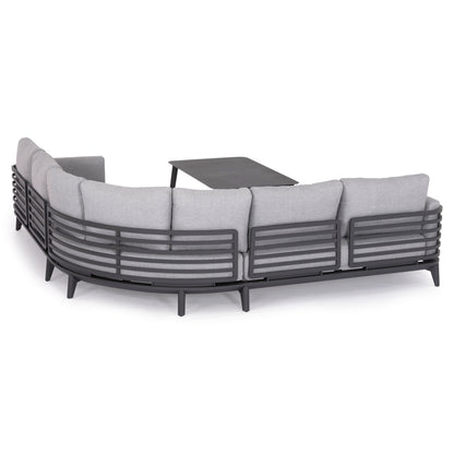 ORION 4-PIECE OUTDOOR CORNER LOUNGE SET, DARK GREY ALUMINUM & OLEFIN