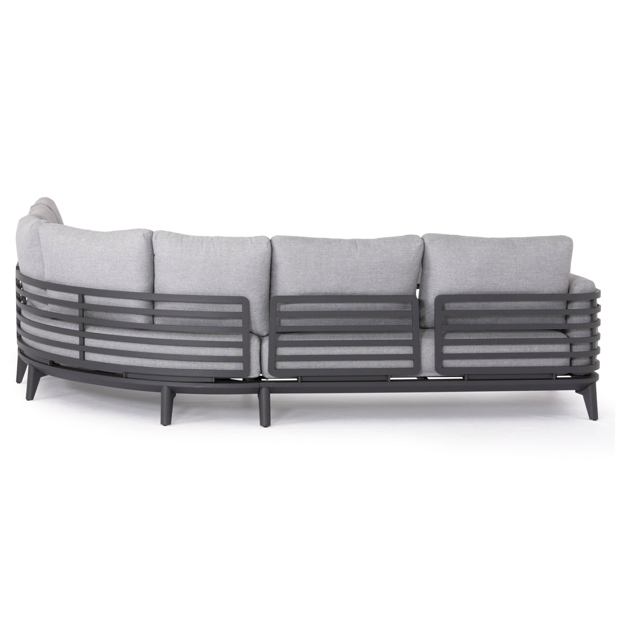 ORION 4-PIECE OUTDOOR CORNER LOUNGE SET, DARK GREY ALUMINUM & OLEFIN