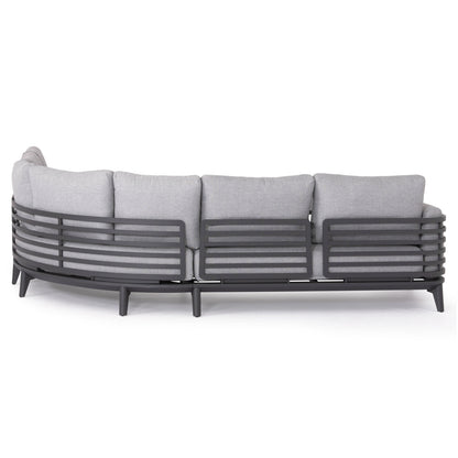 ORION 4-PIECE OUTDOOR CORNER LOUNGE SET, DARK GREY ALUMINUM & OLEFIN