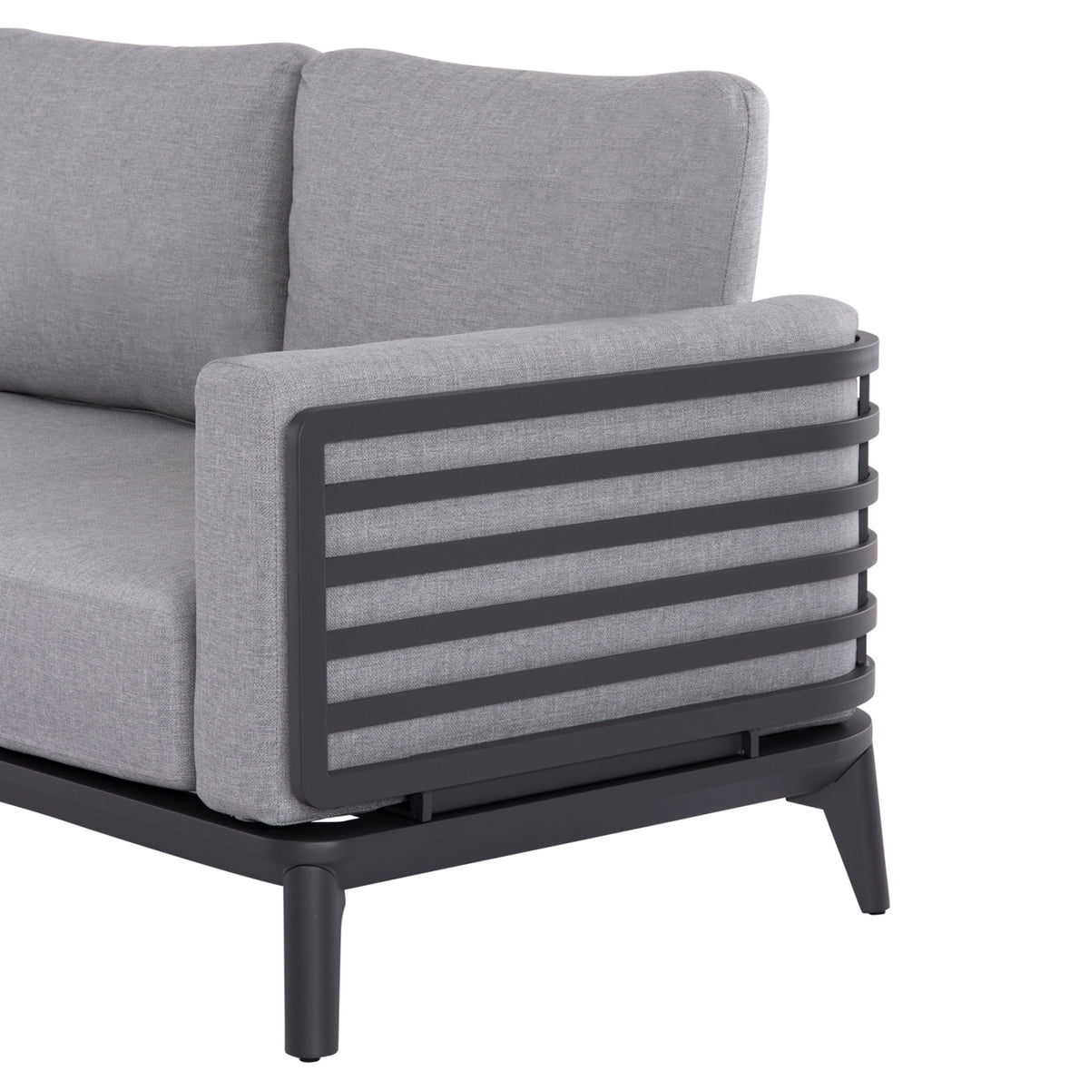 ORION 4-PIECE OUTDOOR CORNER LOUNGE SET, DARK GREY ALUMINUM & OLEFIN