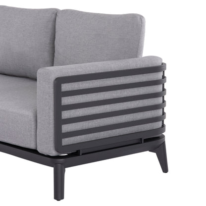 ORION 4-PIECE OUTDOOR CORNER LOUNGE SET, DARK GREY ALUMINUM & OLEFIN