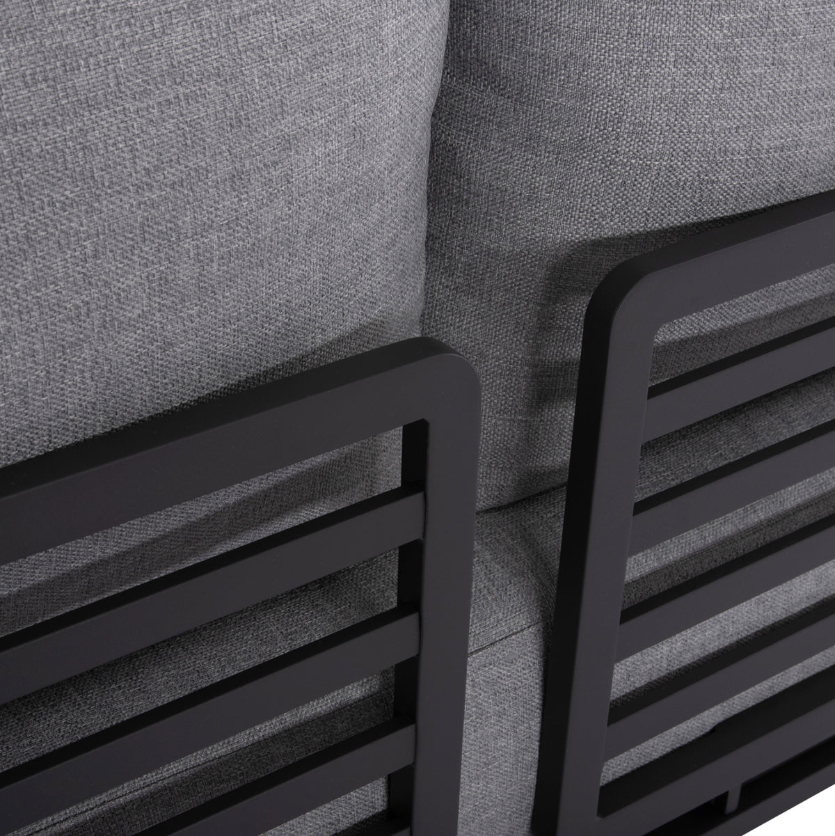 ORION 4-PIECE OUTDOOR CORNER LOUNGE SET, DARK GREY ALUMINUM & OLEFIN