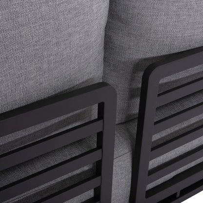 ORION 4-PIECE OUTDOOR CORNER LOUNGE SET, DARK GREY ALUMINUM & OLEFIN