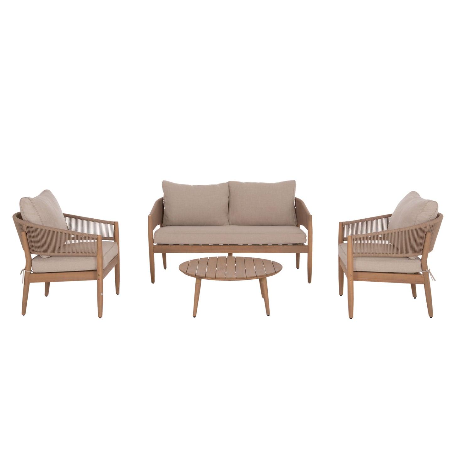 OUTDOOR LOUNGE SET 4 PCS KANU ACACIA WOOD METAL ROPE BEIGE