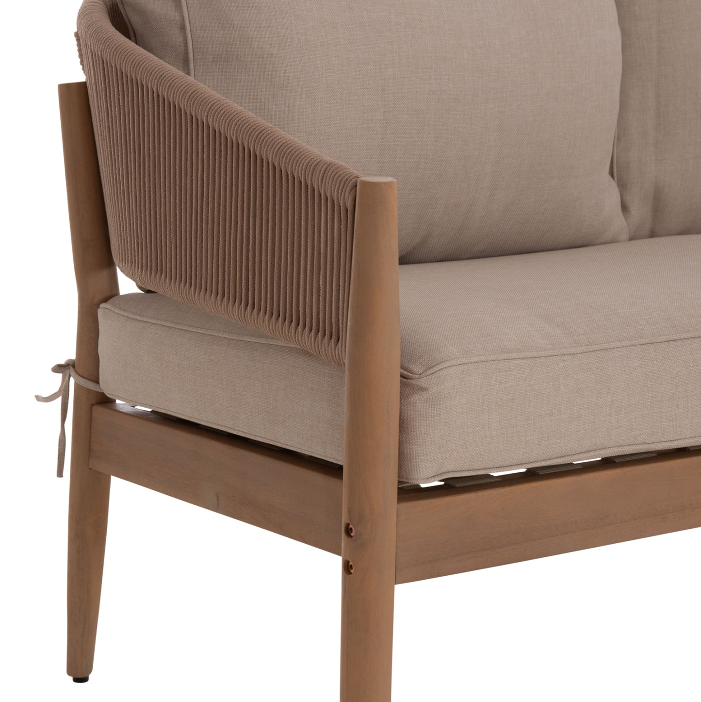 OUTDOOR LOUNGE SET 4 PCS KANU ACACIA WOOD METAL ROPE BEIGE