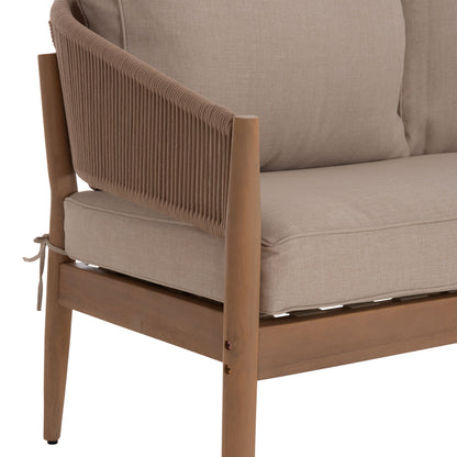 OUTDOOR LOUNGE SET 4 PCS KANU ACACIA WOOD METAL ROPE BEIGE