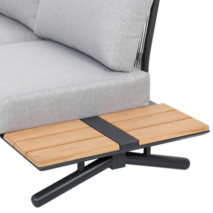 5-PIECE OUTDOOR LOUNGE SET MEILANI ALUMINUM EUCALYPTUS WOOD ROPE
