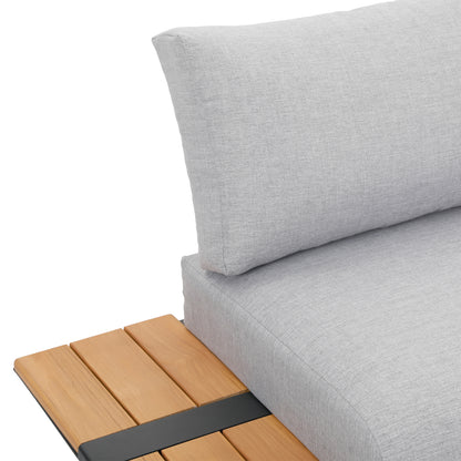 5-PIECE OUTDOOR LOUNGE SET MEILANI ALUMINUM EUCALYPTUS WOOD ROPE