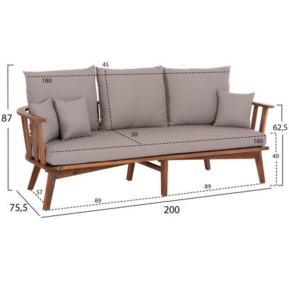 OUTDOOR LOUNGE SET 4 PCS HARRA ACACIA WOOD NATURAL GREY CUSHIONS