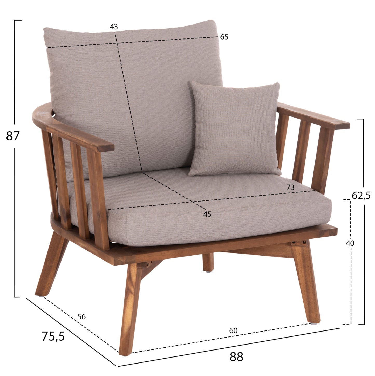 OUTDOOR LOUNGE SET 4 PCS HARRA ACACIA WOOD NATURAL GREY CUSHIONS