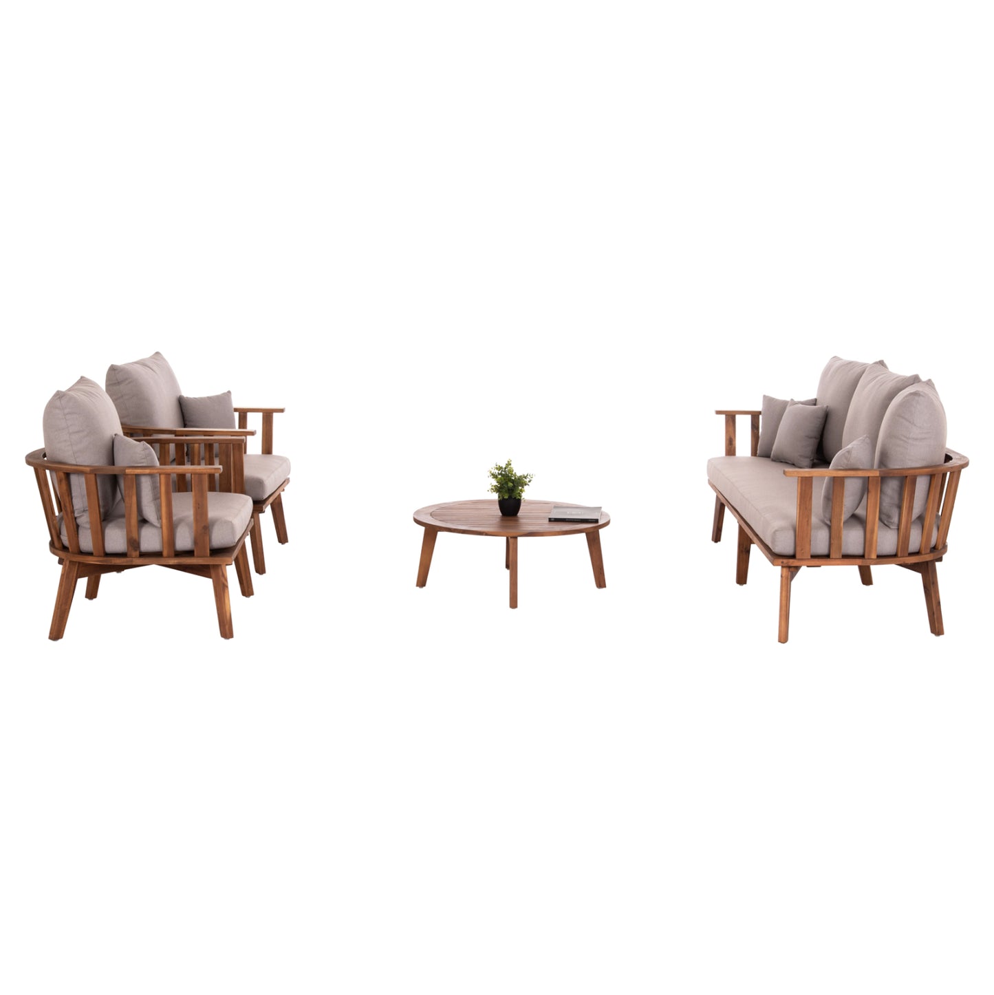 OUTDOOR LOUNGE SET 4 PCS HARRA ACACIA WOOD NATURAL GREY CUSHIONS