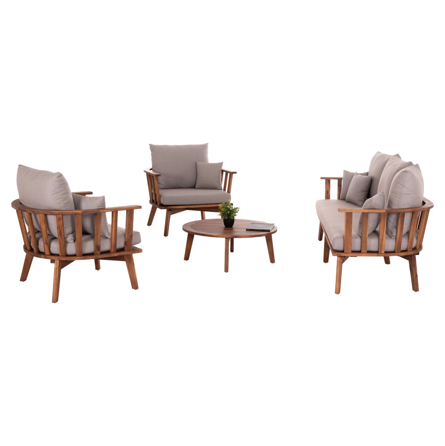 OUTDOOR LOUNGE SET 4 PCS HARRA ACACIA WOOD NATURAL GREY CUSHIONS