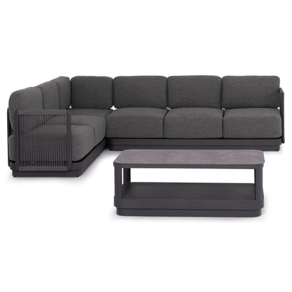 ELYSIA 3-PIECE CORNER SOFA SET DARK GREY ALUMINUM P.E. ROPE FABRIC