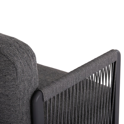 ELYSIA 3-PIECE CORNER SOFA SET DARK GREY ALUMINUM P.E. ROPE FABRIC