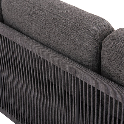 ELYSIA 3-PIECE CORNER SOFA SET DARK GREY ALUMINUM P.E. ROPE FABRIC