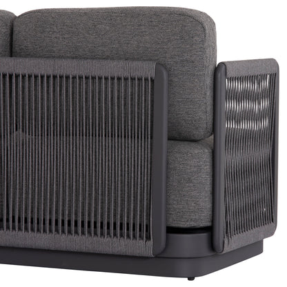 ELYSIA 3-PIECE CORNER SOFA SET DARK GREY ALUMINUM P.E. ROPE FABRIC
