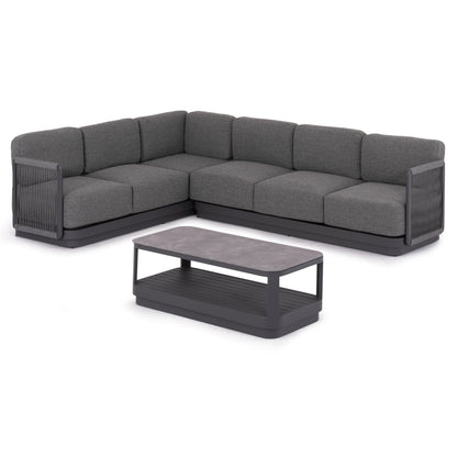 ELYSIA 3-PIECE CORNER SOFA SET DARK GREY ALUMINUM P.E. ROPE FABRIC