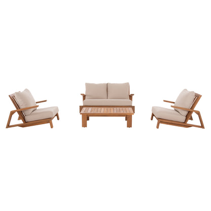 LOUNGE SET 4 PCS MIREX ACACIA WOOD POLYESTER CUSHIONS ECRU