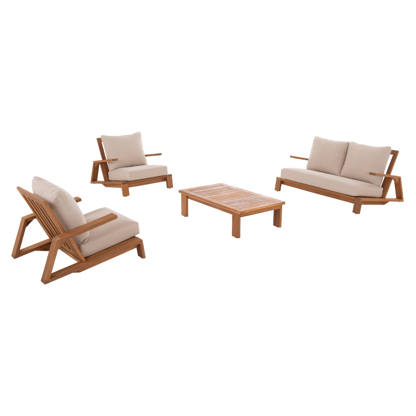 LOUNGE SET 4 PCS MIREX ACACIA WOOD POLYESTER CUSHIONS ECRU