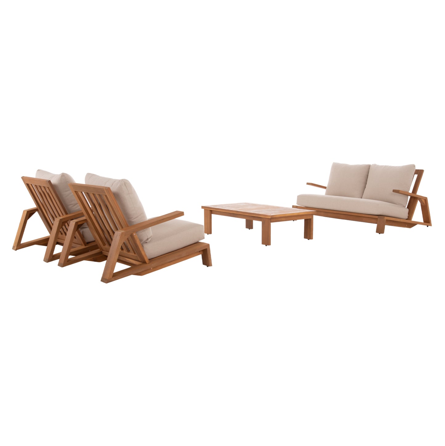 LOUNGE SET 4 PCS MIREX ACACIA WOOD POLYESTER CUSHIONS ECRU
