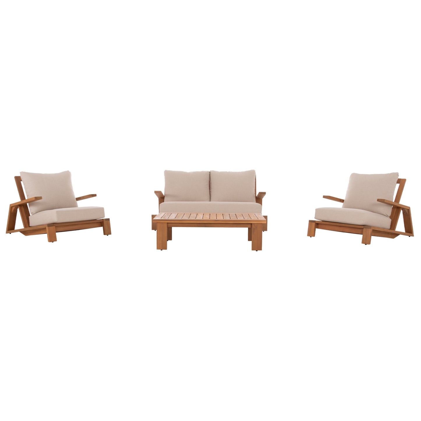 LOUNGE SET 4 PCS MIREX ACACIA WOOD POLYESTER CUSHIONS ECRU