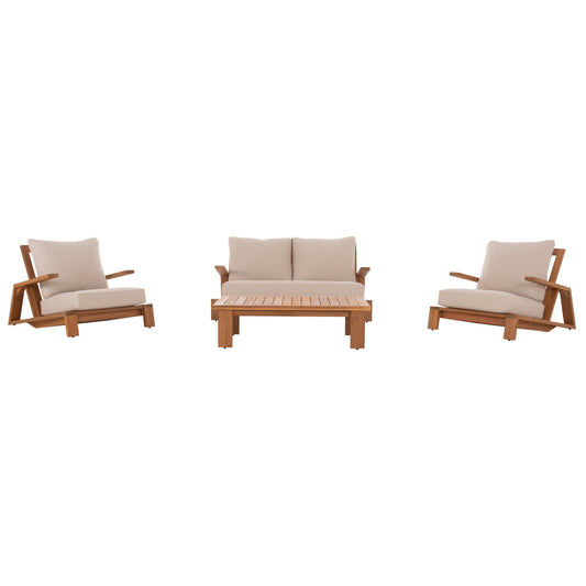 LOUNGE SET 4 PCS MIREX ACACIA WOOD POLYESTER CUSHIONS ECRU