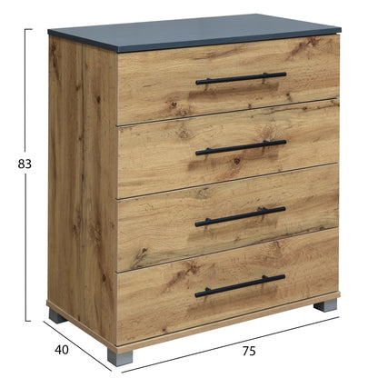 CARYS DRESSER WITH MIRROR SET MELAMINE IN NATURAL WOOD
