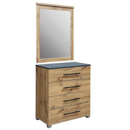 CARYS DRESSER WITH MIRROR SET MELAMINE IN NATURAL WOOD