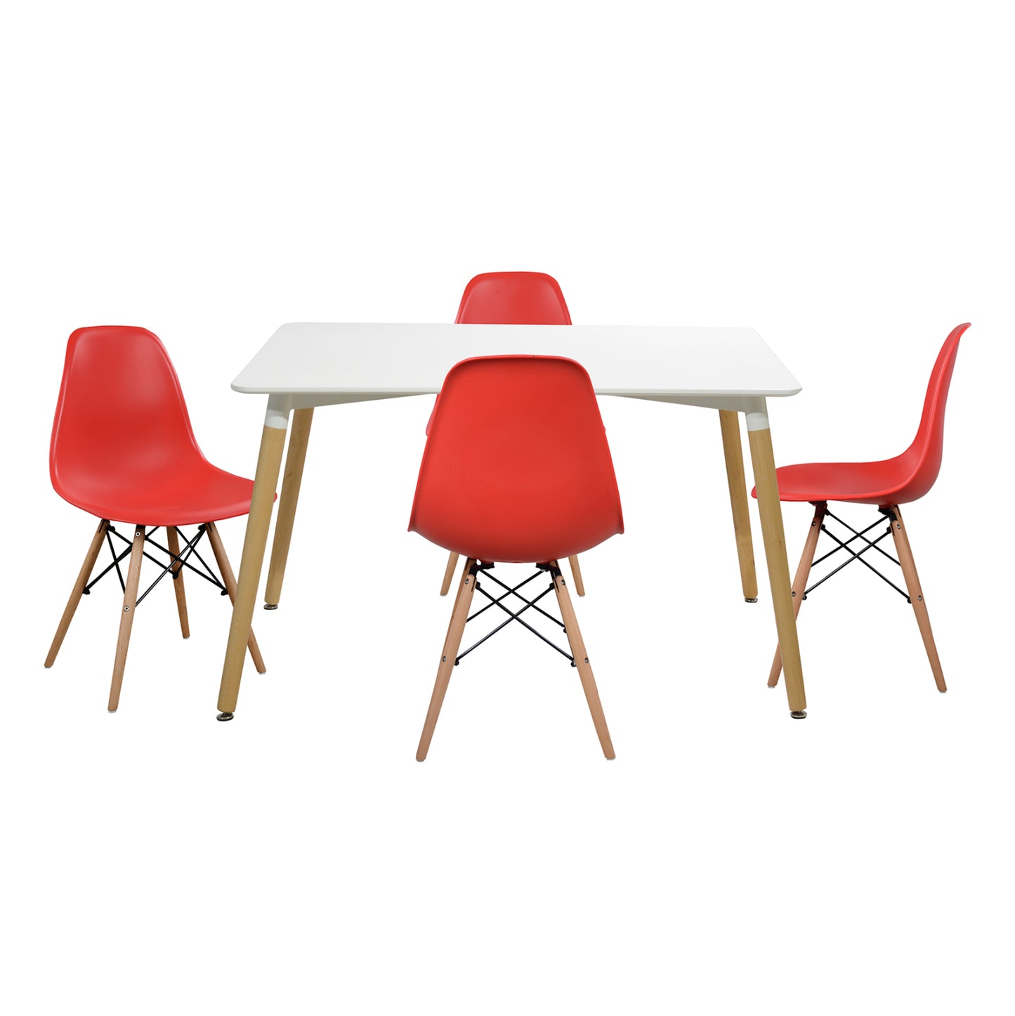 DINING SET 5 PCS TABLE MINIMAL 120x80x73 TWIST RED