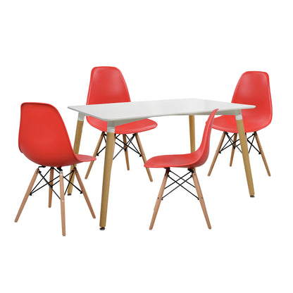 DINING SET 5 PCS TABLE MINIMAL 120x80x73 TWIST RED