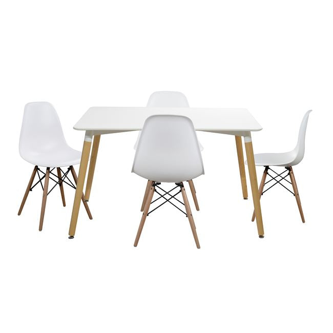 DINING SET 5 PCS MINIMAL TABLE 120x80cm TWIST WHITE