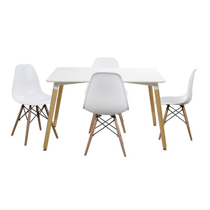 DINING SET 5 PCS MINIMAL TABLE 120x80cm TWIST WHITE