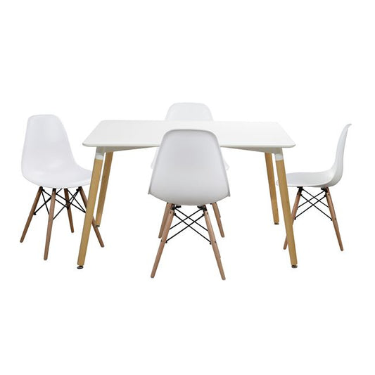 DINING SET 5 PCS MINIMAL TABLE 120x80cm TWIST WHITE