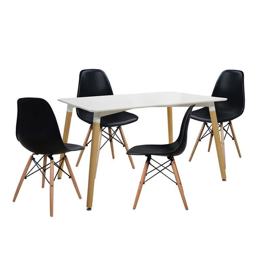 DINING SET 5 PCS TABLE MINIMAL 120x80x73 TWIST BLACK