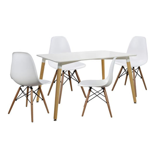 DINING SET 5 PCS MINIMAL TABLE 120x80cm TWIST WHITE
