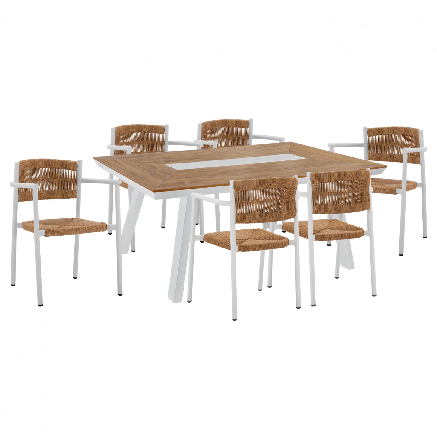 ΣΕΤ ΤΡΑΠΕΖΑΡΙΑ 7 ΤΜΧ ΜΕ ΤΡΑΠΕΖΙ POLYWOOD 200x94εκ & ΠΟΛΥΘΡΟΝΕΣ ΛΕΥΚΕΣ
