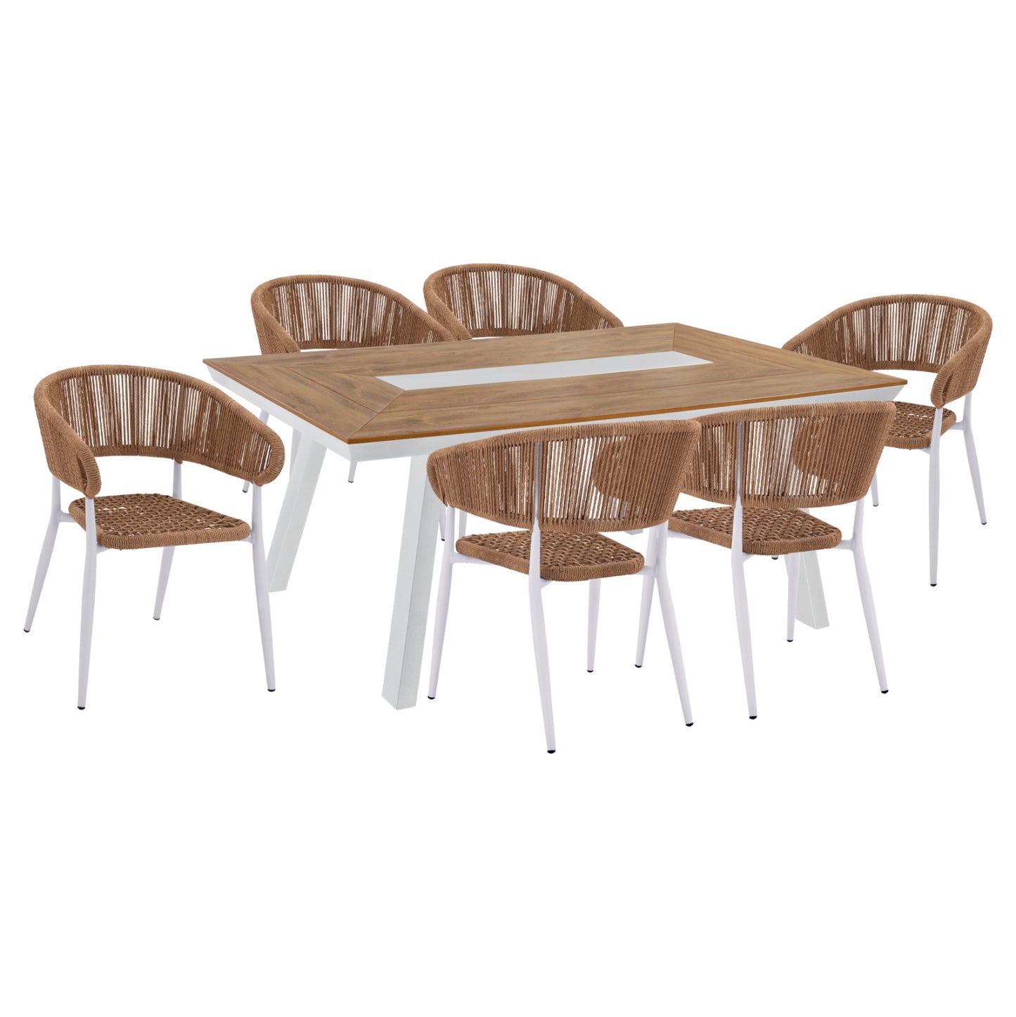 ΣΕΤ ΤΡΑΠΕΖΑΡΙΑ 7 ΤΜΧ ΜΕ ΤΡΑΠΕΖΙ POLYWOOD 200x94εκ & ΠΟΛΥΘΡΟΝΕΣ ΛΕΥΚΕΣ
