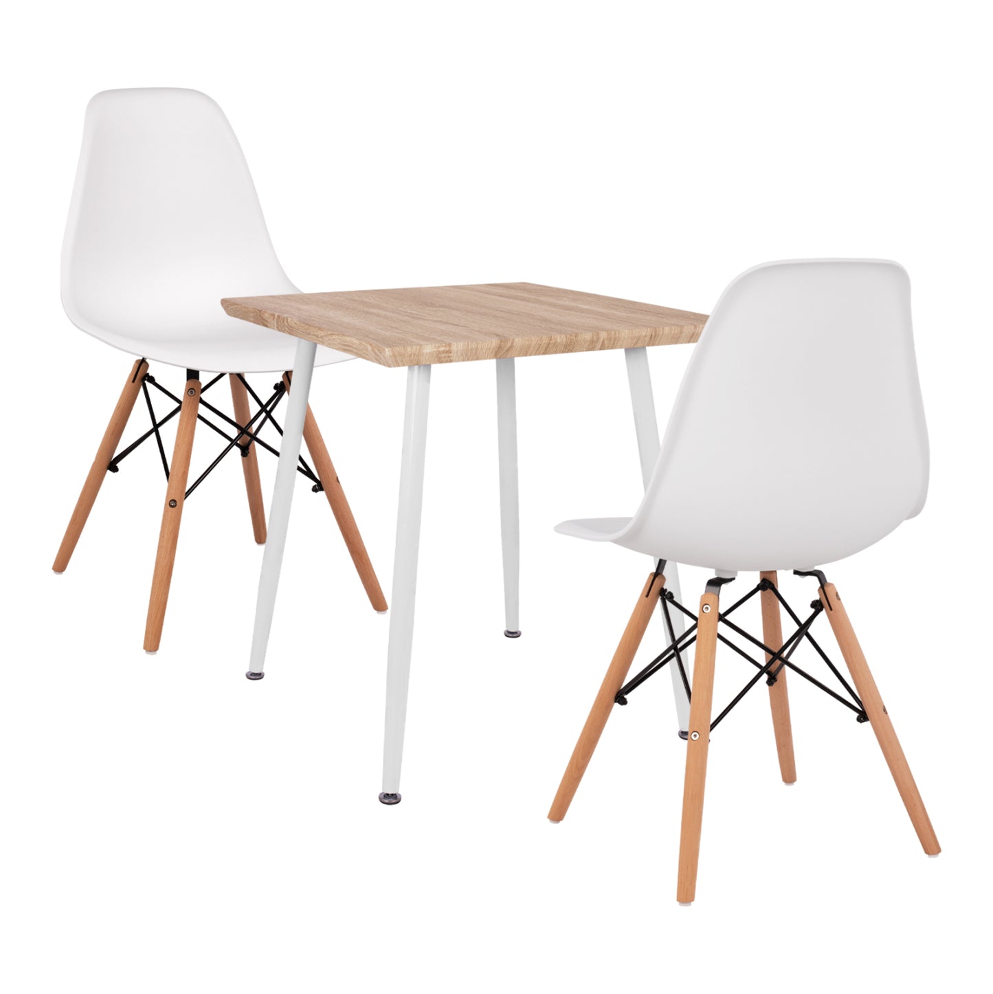 3 PC DINING SET PALOMA SQUARE TABLE & 2 CHAIRS IN WHITE