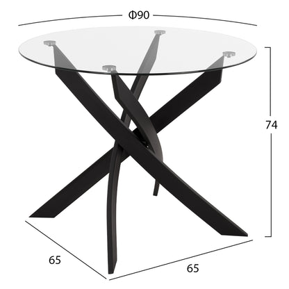 3-PIECE DINING SET JAFARU ROUND TABLE & 2 CHAIRS IN BLACK