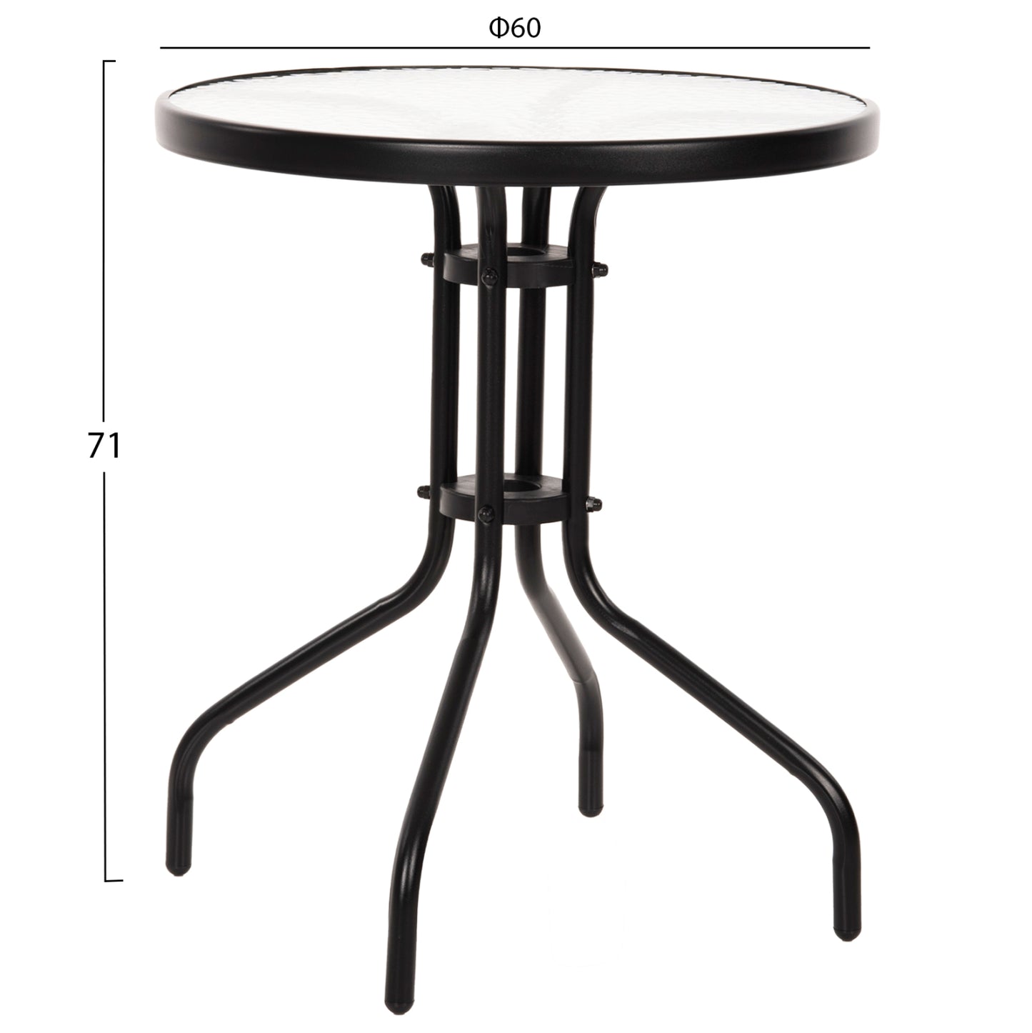 3-PIECE DINING SET LEON METAL CHAIRS & TABLE Φ60cm BLACK