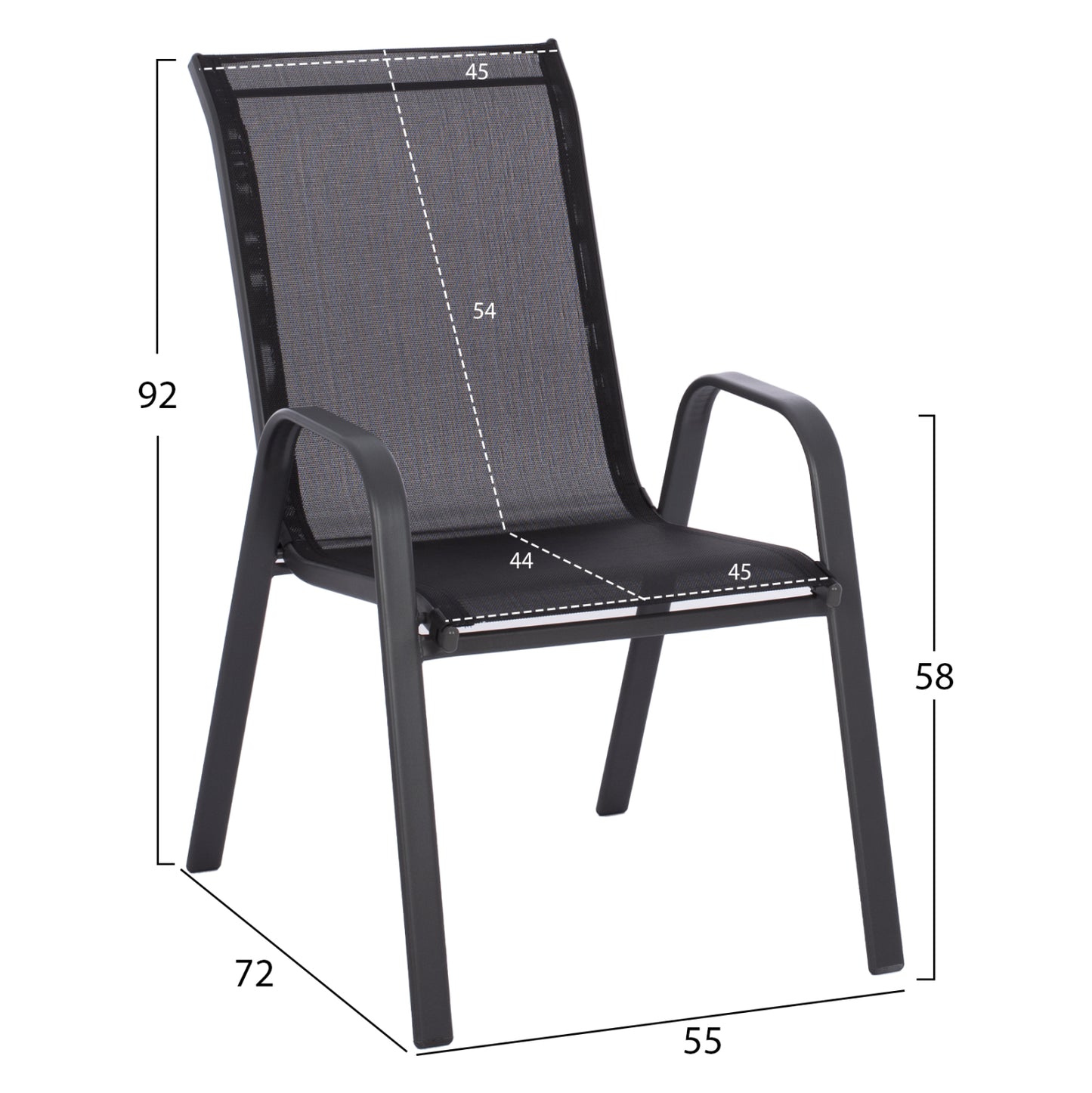 3-PIECE DINING SET LEON METAL CHAIRS & TABLE Φ60cm BLACK