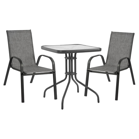 3-PIECE DINING SET WITH 2 CHAIRS & 60x60cm TABLE