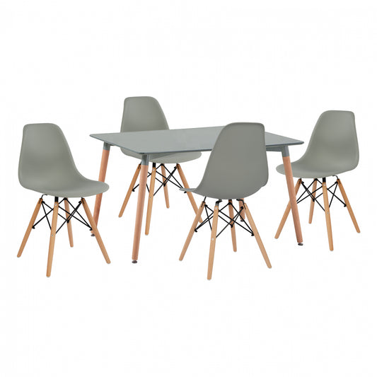 DINING SET 5 PCS MINIMAL TABLE WITH TWIST CHAIRS GREY 120x80x73