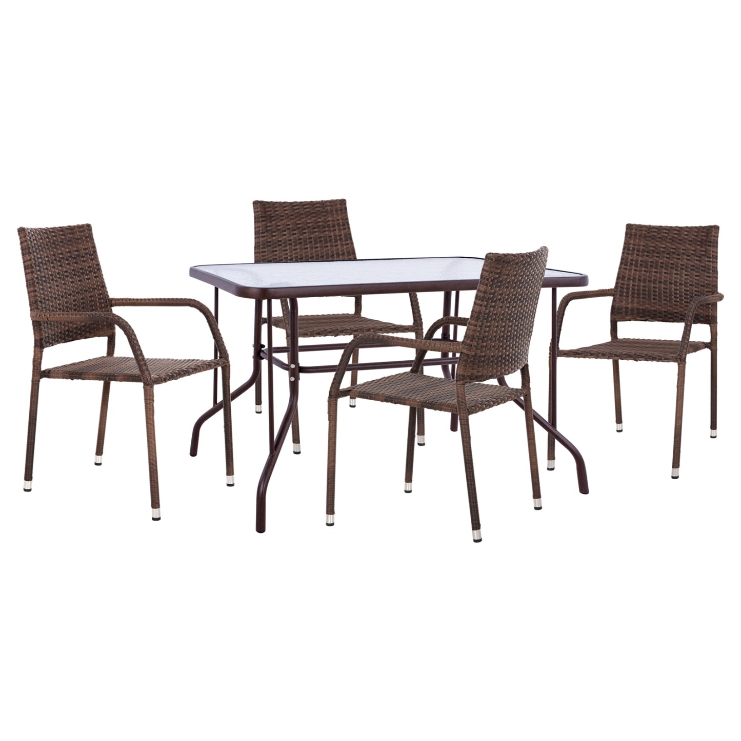 ADAM 5PC OUTDOOR DINING SET METAL & WICKER IN BROWN