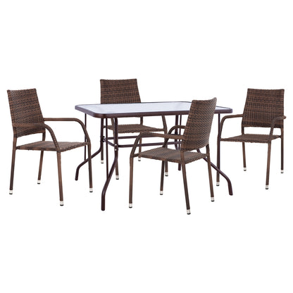 ADAM 5PC OUTDOOR DINING SET METAL & WICKER IN BROWN