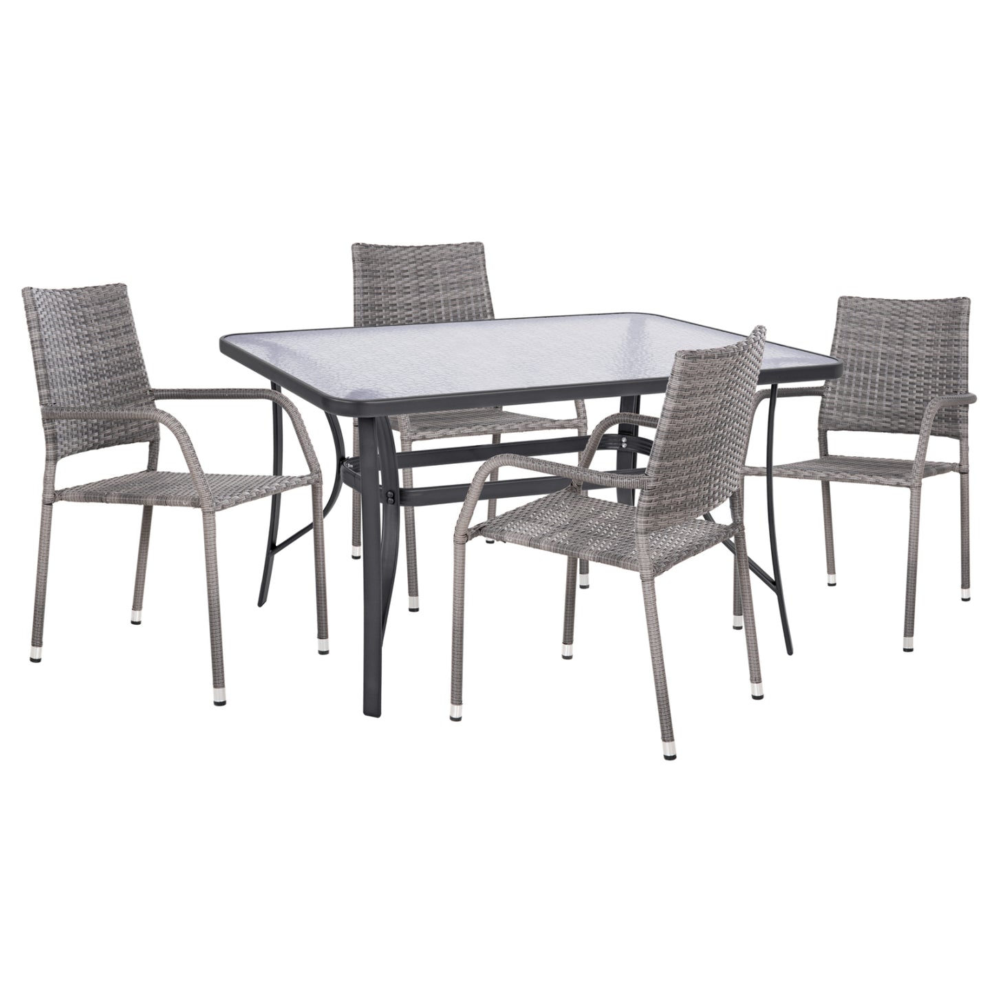 5-PIECE OUTDOOR DINING SET BRUNO METAL & WICKER IN GREY