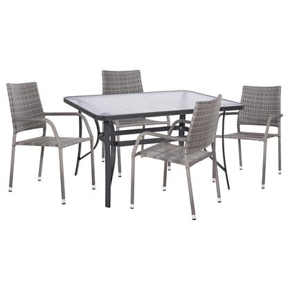 5-PIECE OUTDOOR DINING SET BRUNO METAL & WICKER IN GREY