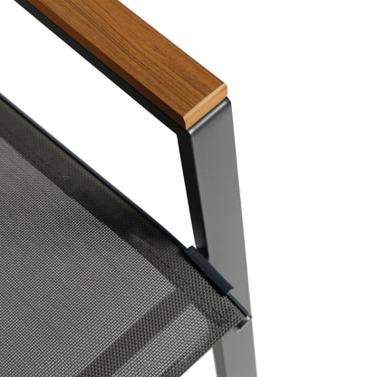 DINING SET 5 PCS LEONE METAL CHAIRS & TABLE 110x60cm GREY